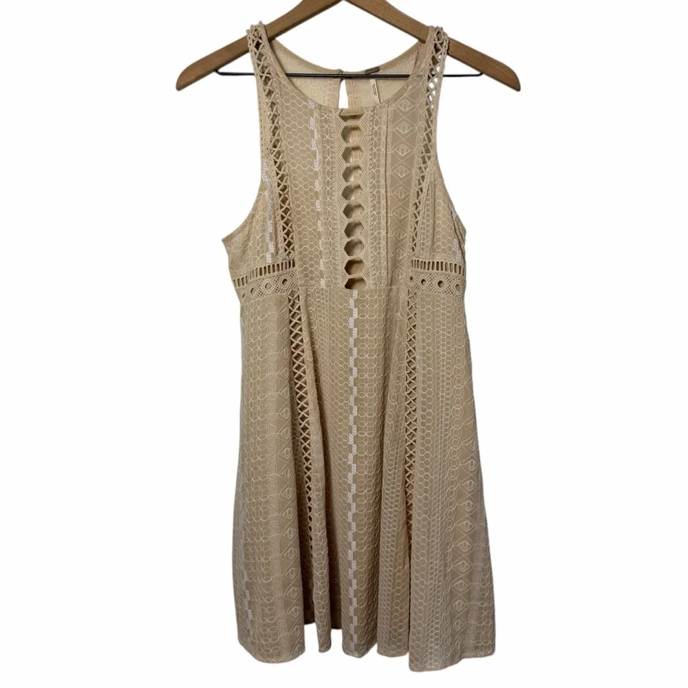 FREE PEOPLE WHEREVER YOU GO MINI IVORY WOMEN DRESS SIZE 4 PRE-OWNED - Picture 2 of 9